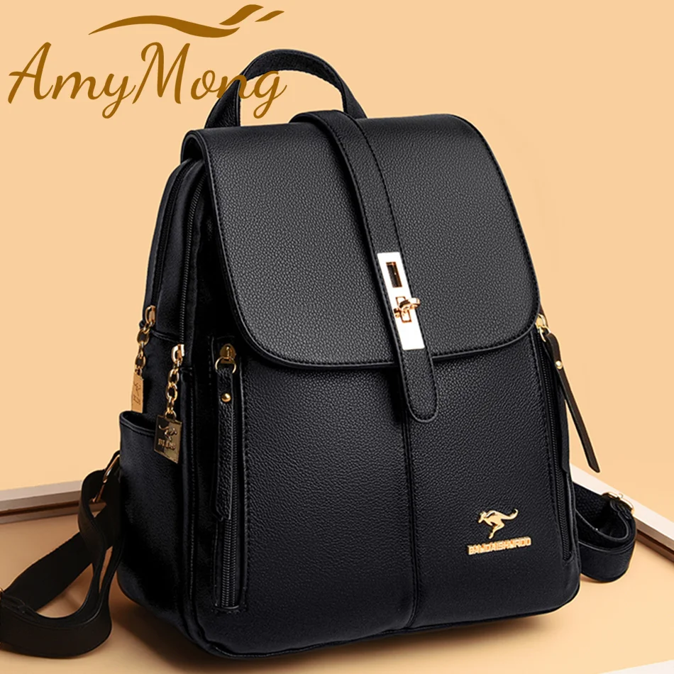 

Women Large Capacity Backpack Purses High Quality Leather Female Vintage Bag School Bags Travel Bagpack Ladies Bookbag Rucksack