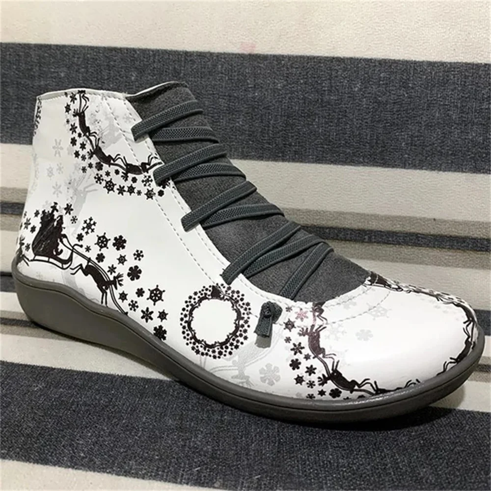 Женские ботильоны с молнией сбоку ботинки на мягкой подошве принтом Размеры 35-43