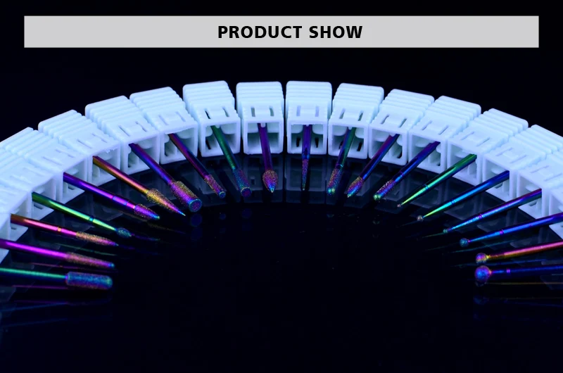 20 типов алмазных сверл для ногтей, Радужное покрытие, карбид, фреза для кутикулы, электрическая шлифовальная машина для маникюра, педикюра