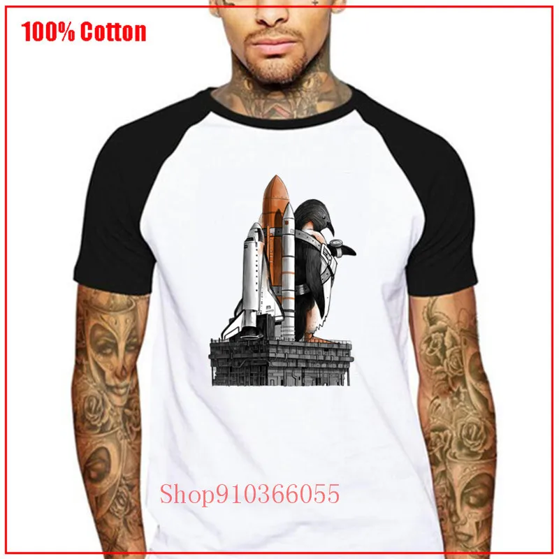 Новинка 2020 Мужская футболка хит продаж с принтом пингвина изображением космоса