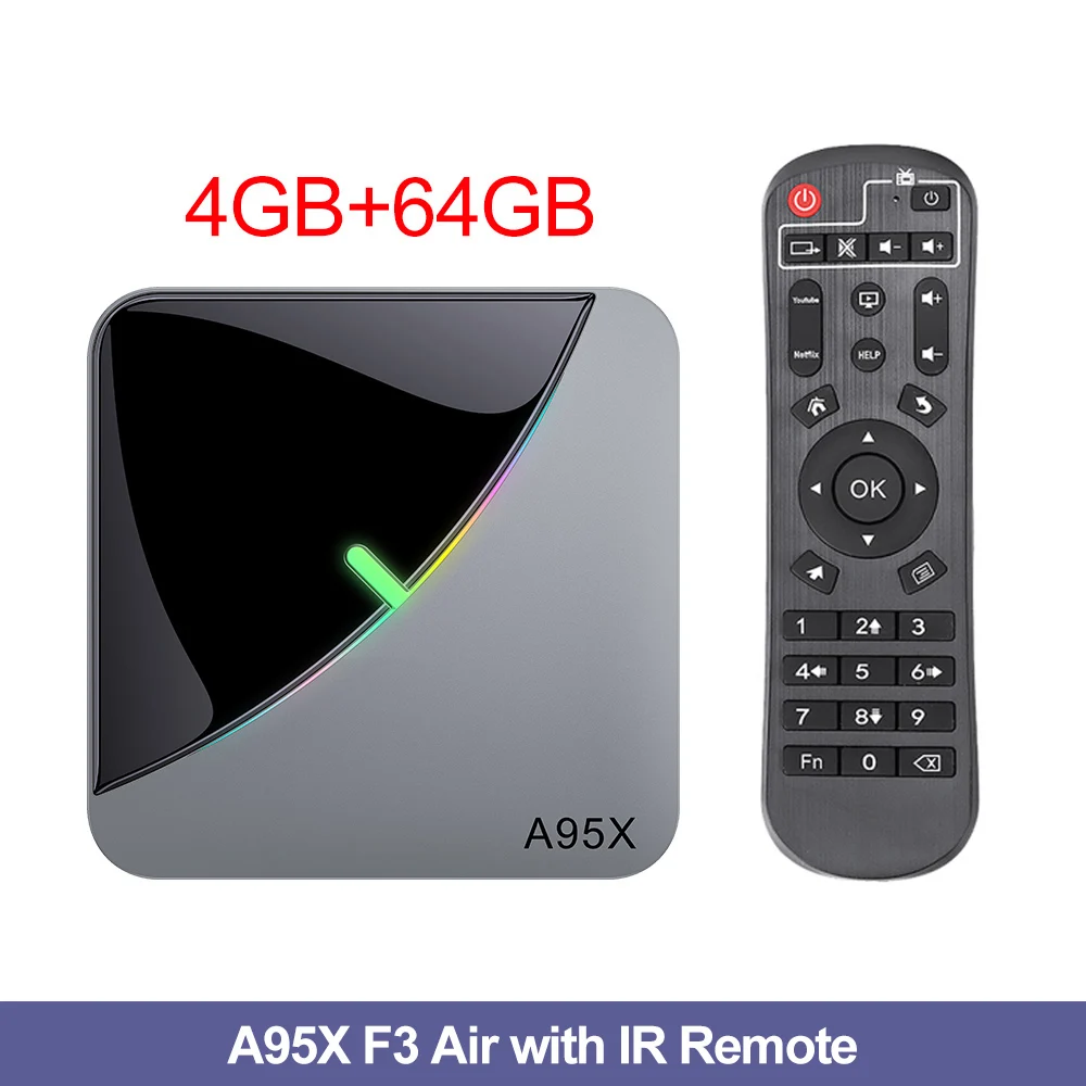 4G64G RGB светильник Android 9,0 ТВ приставка Amlogic S905X3 A95X F3 Air Max 4 Гб ОЗУ 64 Гб ПЗУ A95X F3 ТВ приставка Smart 8K медиаплеер двойной Wifi 1G8G - Цвет: 4G64G