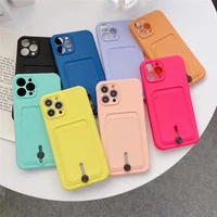 luxury card bag silicone phone case for iphone 13 12 mini 11 pro xs max x xr se 2020 8 7 plus candy color soft tpu back cover
