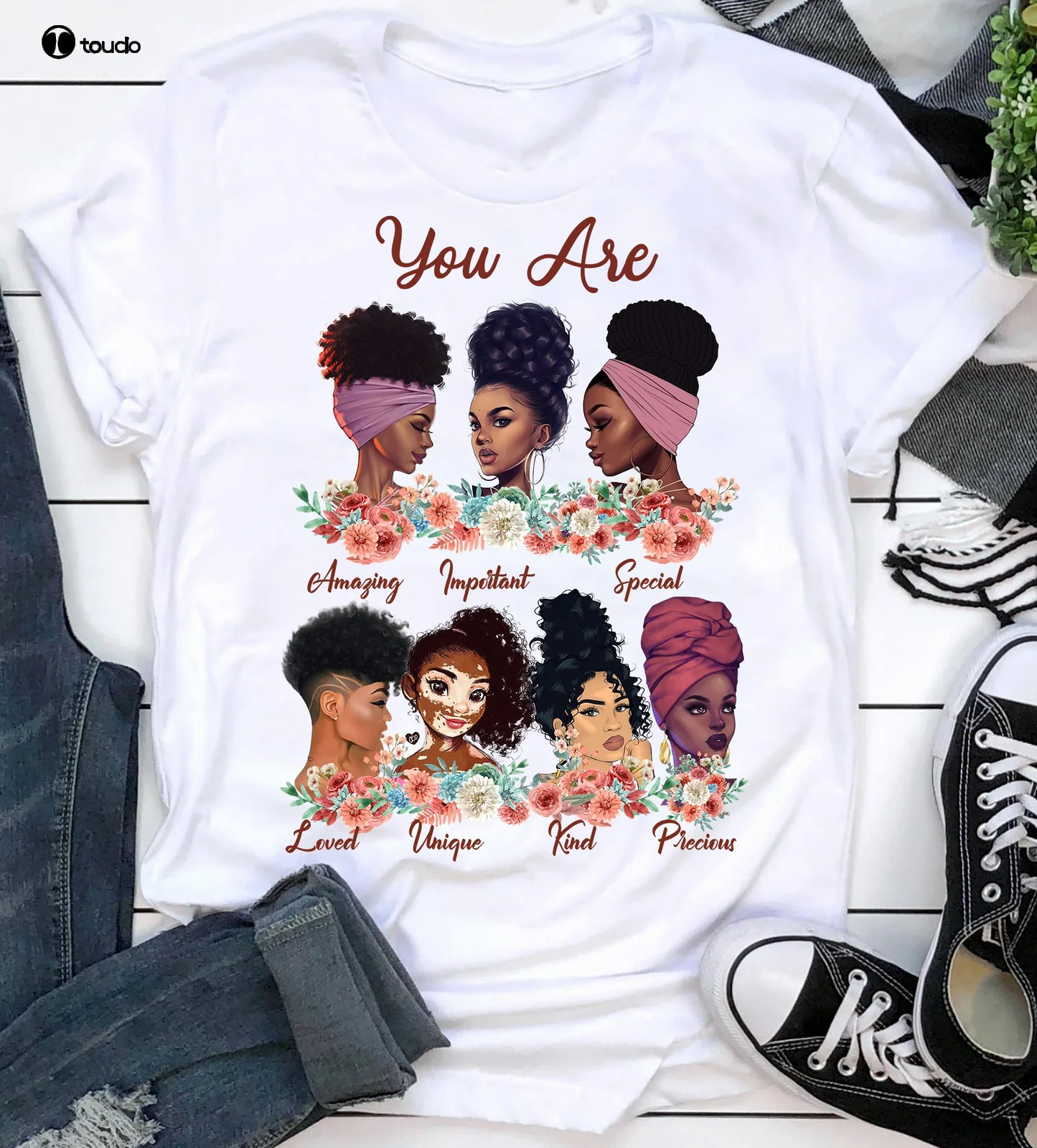 

Black Girl You Are Amazing Important Melanin Afro Woman Pride Women T-Shirt