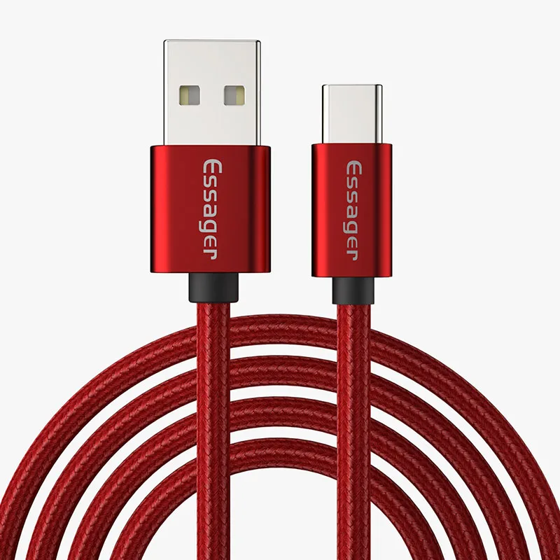 Red Cable Кабель Essager 3A usb type-C для быстрой зарядки samsung S10 S9 USB-C быстрой зарядки для Xiaomi mi9 type-C Quick Charge 3,0 кабель для передачи данных - Цвет: Red Cable