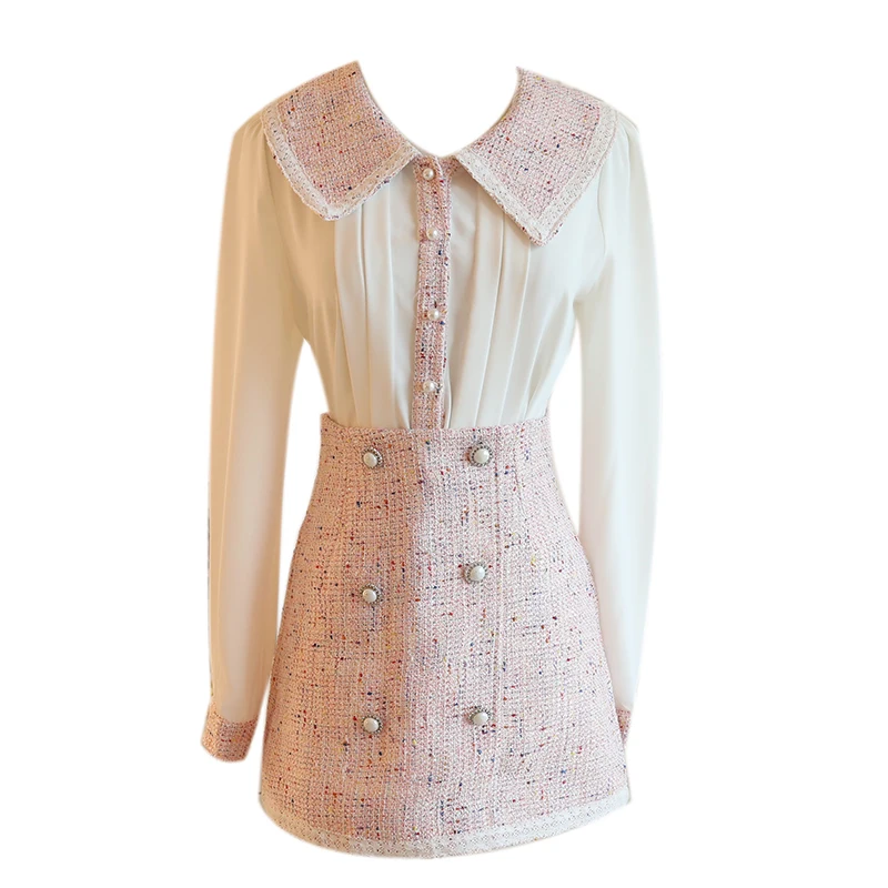 

Осень 2019, новый стиль, женская Милая Кружевная рубашка и бюст, Женский комплект из двух предметов одежды, костюм, одежда для девочек, топ, нар...