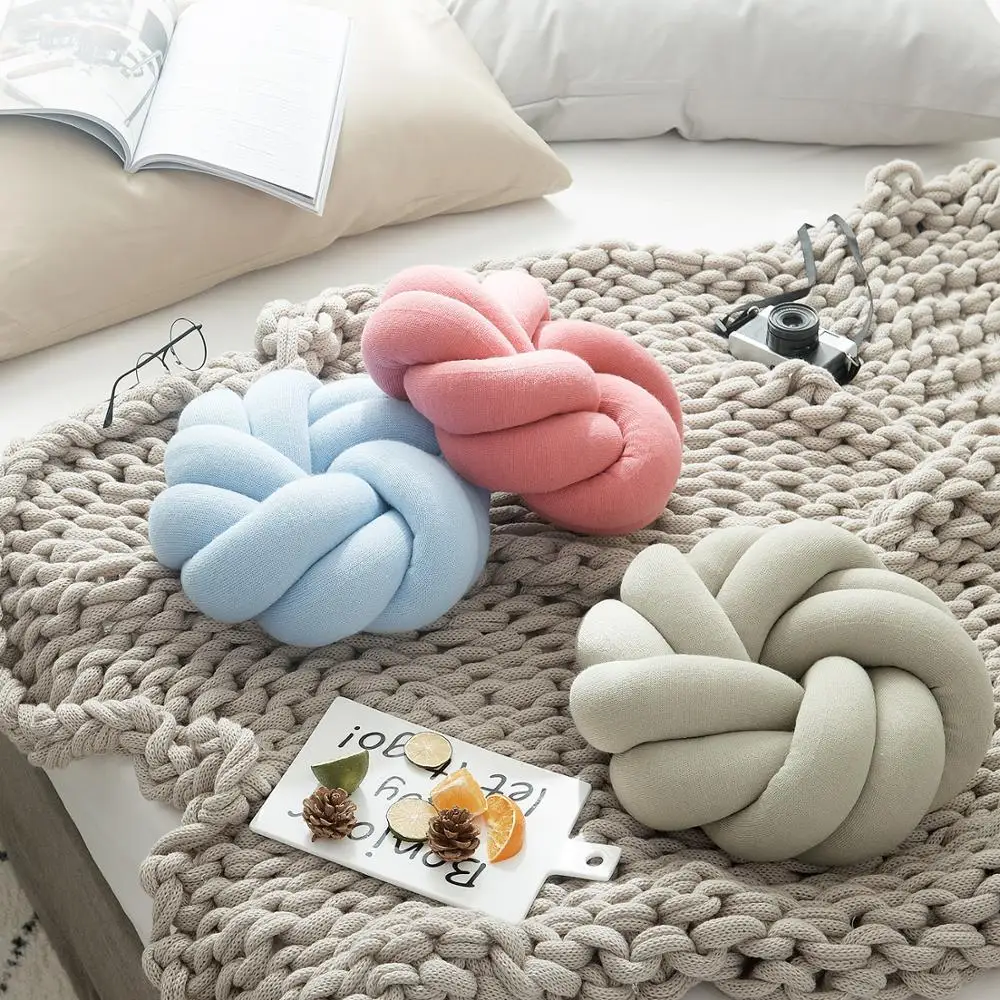 Coj&iacute;n de nudo espalda de mano DIY de algod&oacute;n para coche, almohada Lumbar pentac&iacute;clica, silla de anillo, coj&iacute;n de asiento de sof&aacute;, almohada suave de descanso de mano para oficina almohadas decorativas para habitaciones-2