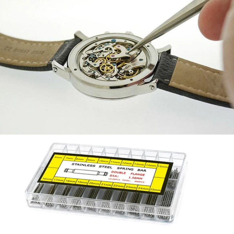 

6-25mm Watch Band Pins for Watch Band Replacement Jewelry Making Watch Spring Bars Strap Pins 6-25mm 400 Pieces