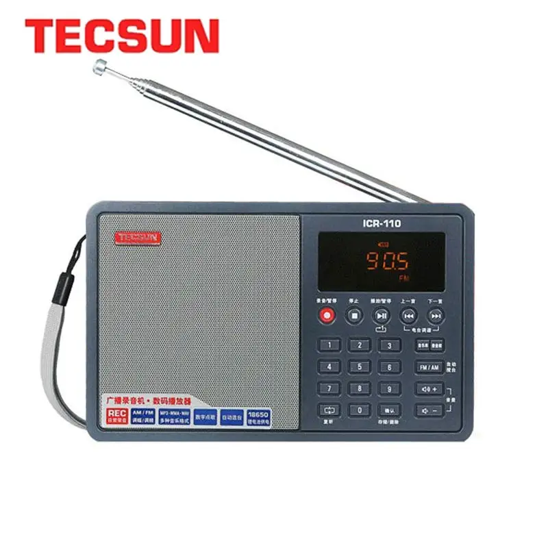 TECSUN ICR-110 FM/AM радио TF карта MP3-плеер рекордер радио FM: 64-108 МГц/AM: 520-1710 кГц FM/AM интернет портативное радио