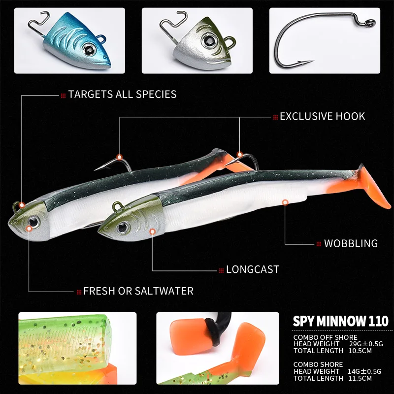 ALLBLUE SPYMINNOW рыболовная приманка черный мягкий гольян | Спорт и развлечения