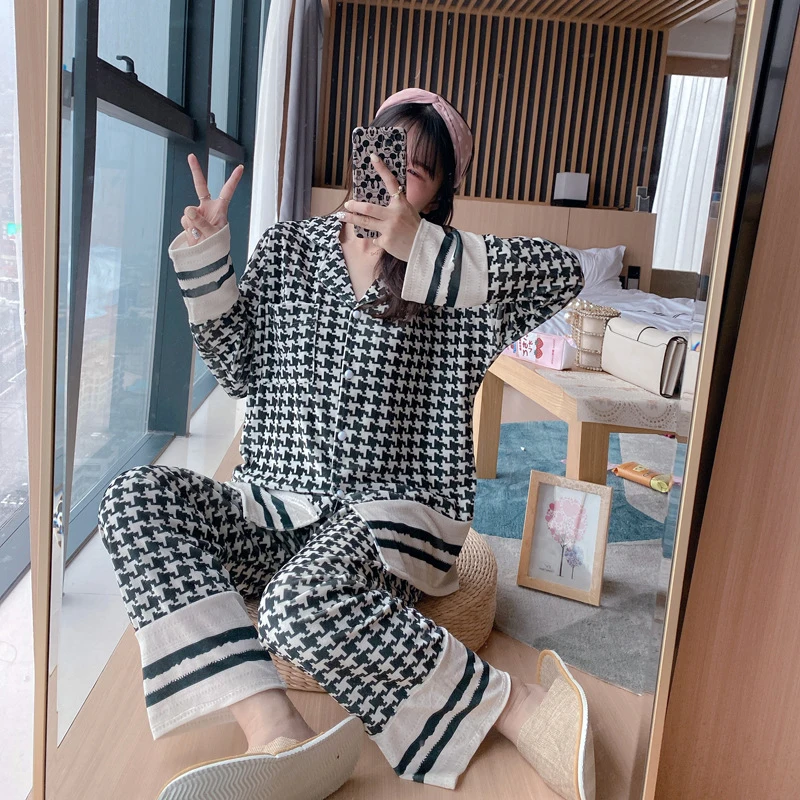 Пижамный комплект осень-зима золотистый бархатный женский свободный кардиган с