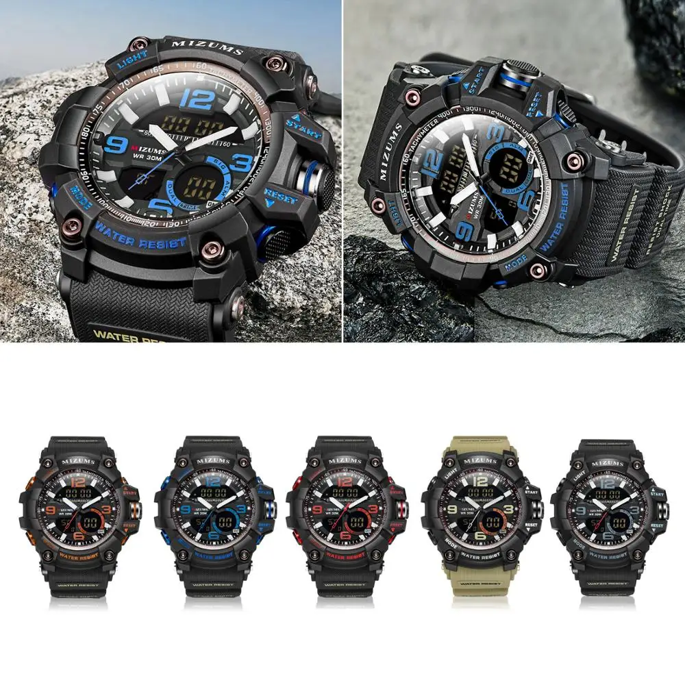 MIZUMS спортивные часы для мужчин водонепроницаемые цифровые со светодиодами