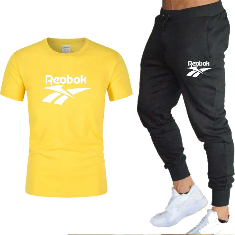 

Men's casual fashion sports track suit suit short-sleeved T-shirt + pants summer breathable cotton 2-piece se