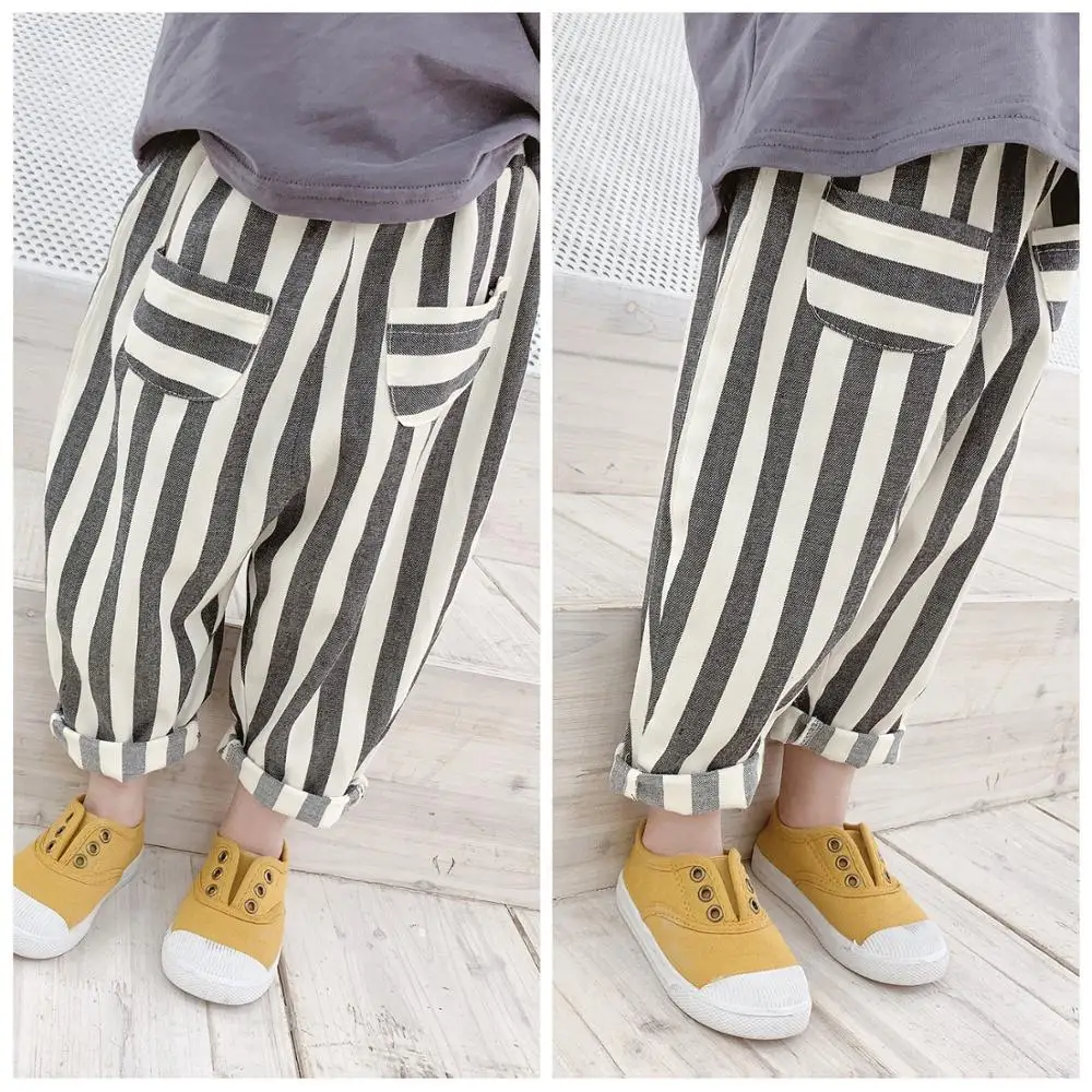 

2021 Fashion Harlan Striped Casual Trousers Baby Boys Girls Pants Fashion Children's Kid Clothes for Boy Girl Trousers All-match