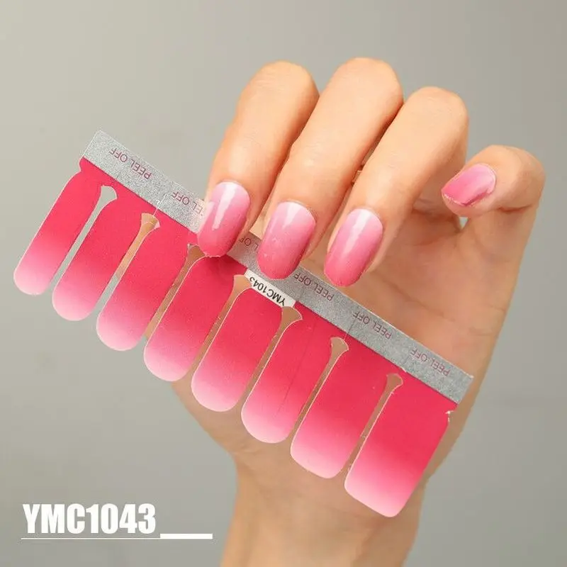 

16 наконечников/Лист наклейки для ногтей полное покрытие сплошной цвет Halo градиент Цвет DIY наклейки Блестящий декоративный Маникюр-наклейки...