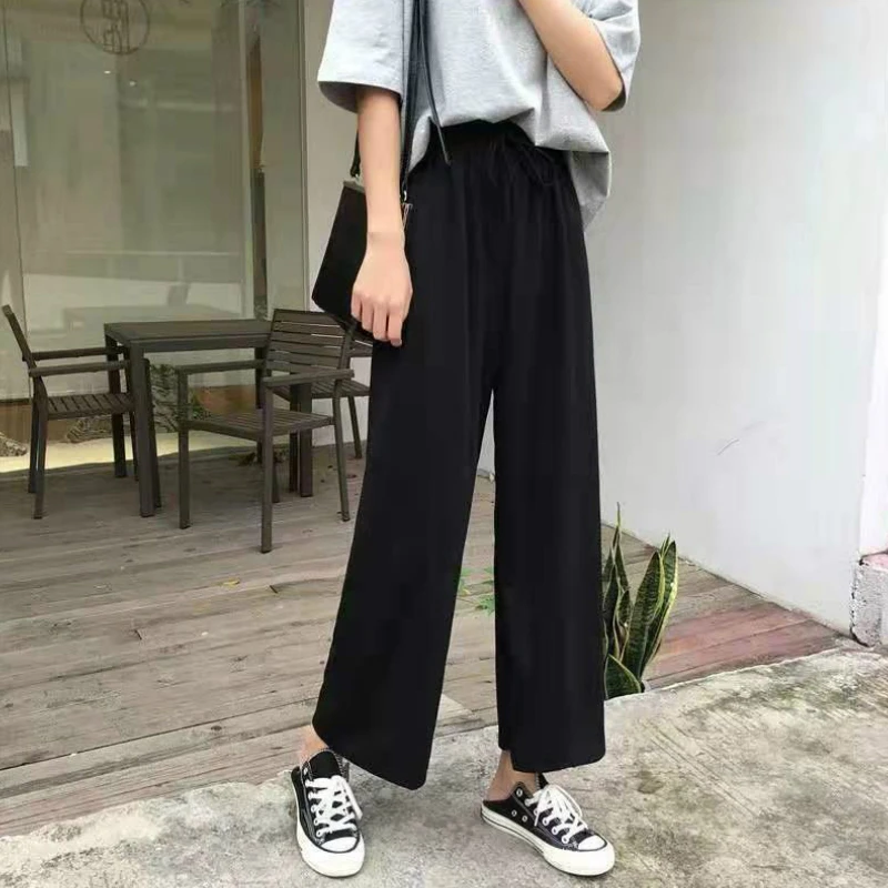 

Casual Pants Women Plus Size 3XL Loose Solid All-match Sweet Simple Office Slim Straight Trousers Womens High Waist Streetwear