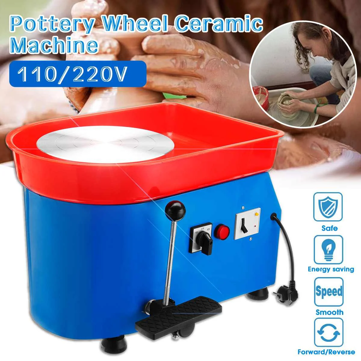 350W 110/220V Electric Pottery Wheel Ceramic Machine Pottery Forming Machine DIY Clay Tool Ceramic Work Ceramics Clay