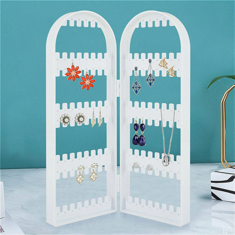 

Jewelry Display Stand Earrings Ear Studs Bracelet Organizer Holder Rack Wall Stand 120 Holes Plastic Transparent Storag Shelf