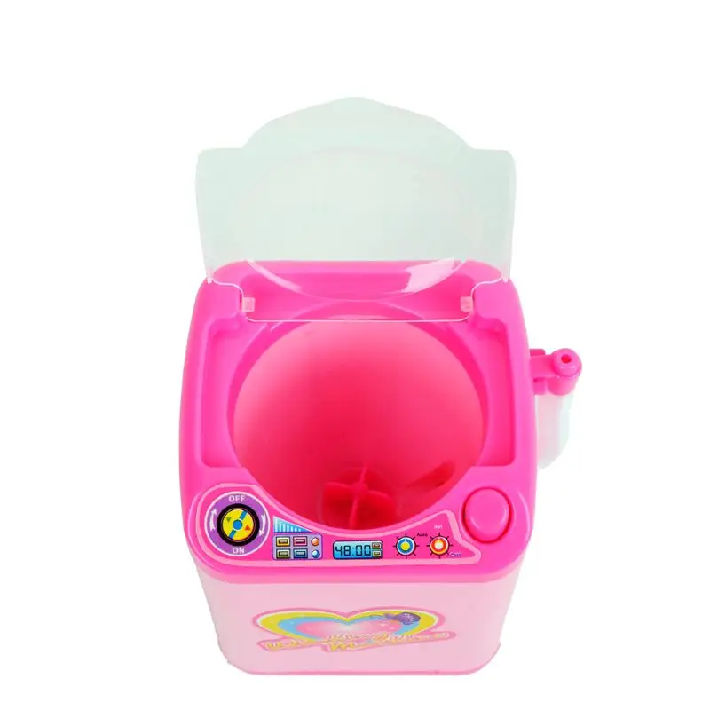 Mini Electric Simulation Play House Pretend Toy Cosmetic Washing Machine Makeup Brushes Cleaner Cleaning Washer Tool for kid