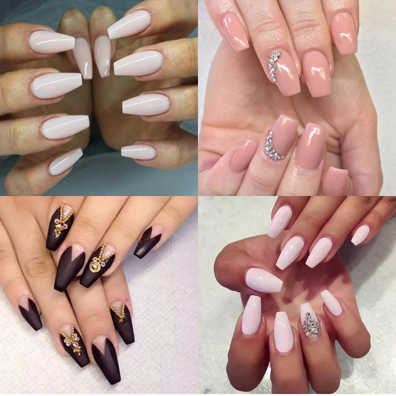 Длинные накладные ногти для балерины 100 штук или 600 шт./упак. дизайна гроба