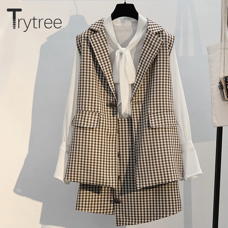 Trytree/осенний женский топ комплект из трех предметов с бантиком расклешенный