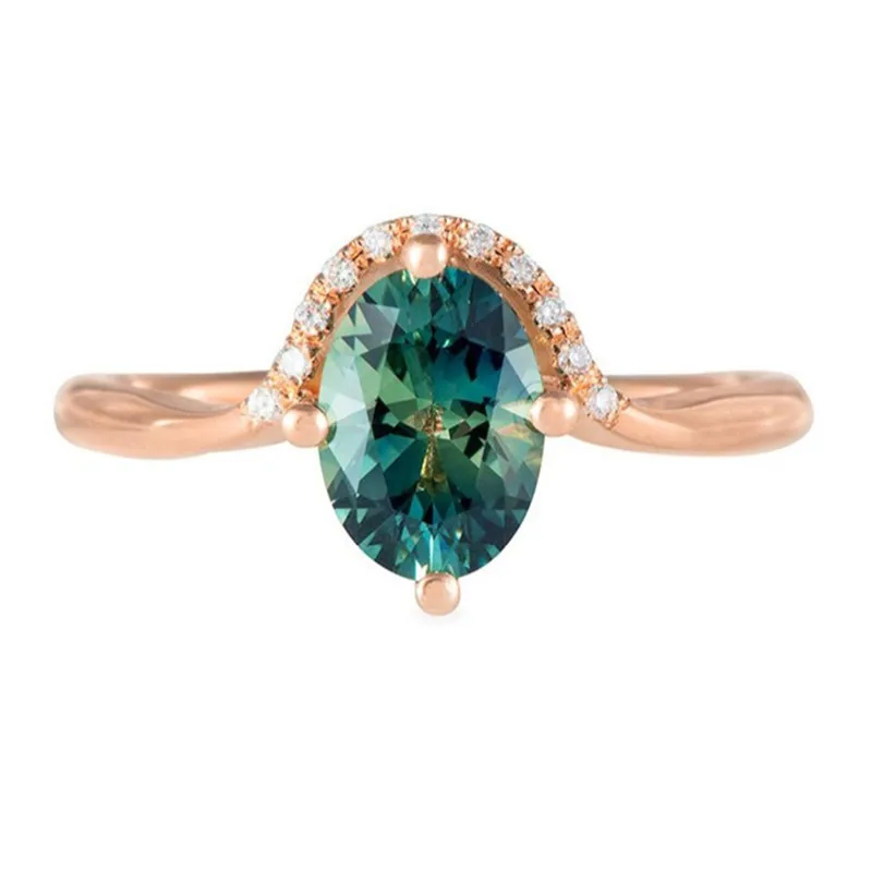 Изысканное женское 3-цветное кольцо золотого цвета с кристаллом и цирконием