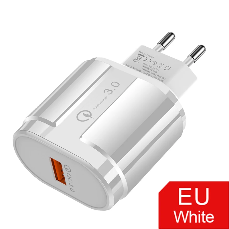 5 в 3 А Быстрая зарядка 3,0 USB зарядное устройство QC 3,0 Быстрая зарядка EU US вилка адаптер настенное зарядное устройство для мобильного телефона для iPhone samsung Xiaomi - Тип штекера: White EU Plug