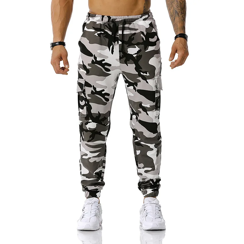 

Loldeal Men Jogging Pants Cargo Stitching Camouflage Outdoor Sports Football Training Fitness