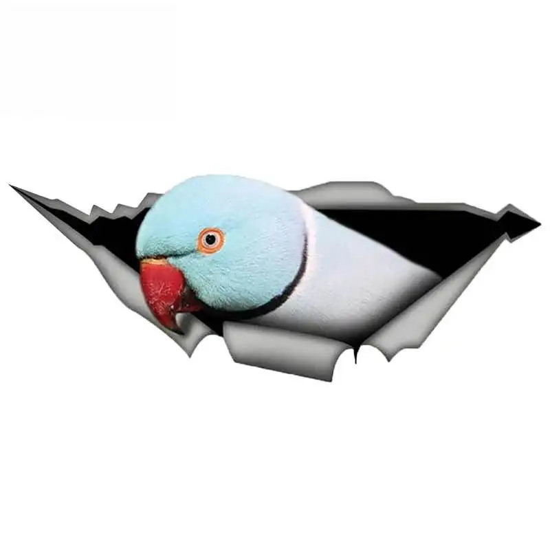 

3D Blue Ringneck Parrot Car Sticker Torn Metal Decal Reflective Stickers Waterproof Auto Accessories,13cm*5cm