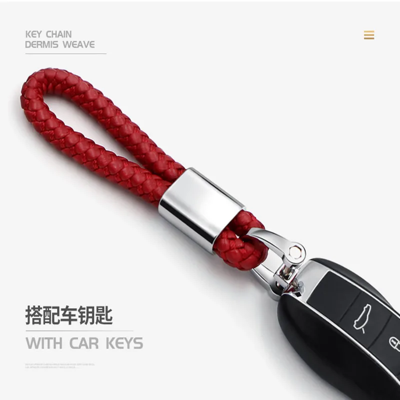 

Metal+Leather Woven Car Keychain Key Chain Couple Auto Gift For Maserati President Geberit Ghibli Levante Levante Car Accessorie