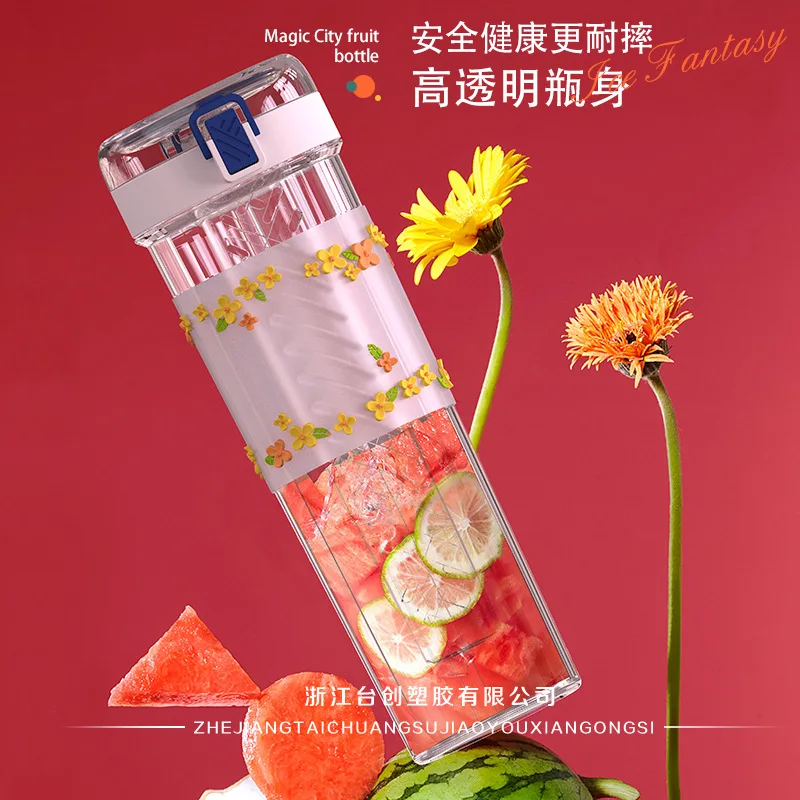 

New DIY Fruit Cup 780mL Space Cup Customized Large Capacity Water Bottle PC Plastic Outdoor Travel Portable Kawaii Water Bottle