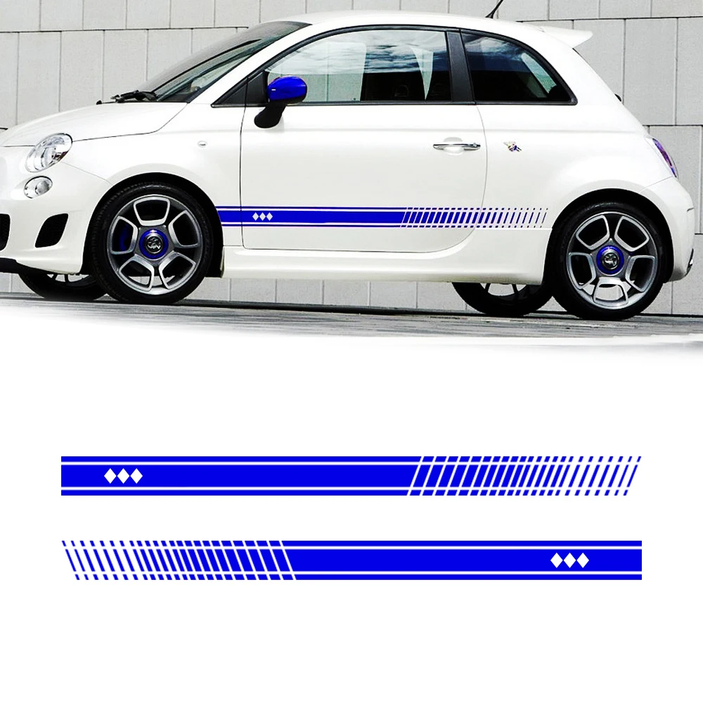 Для Abarth боковые полоски наклейки на юбку обертывания наклейки на тело s графика для FIAT 500 виниловые наклейки для автомобиля 1 пара 2 стороны