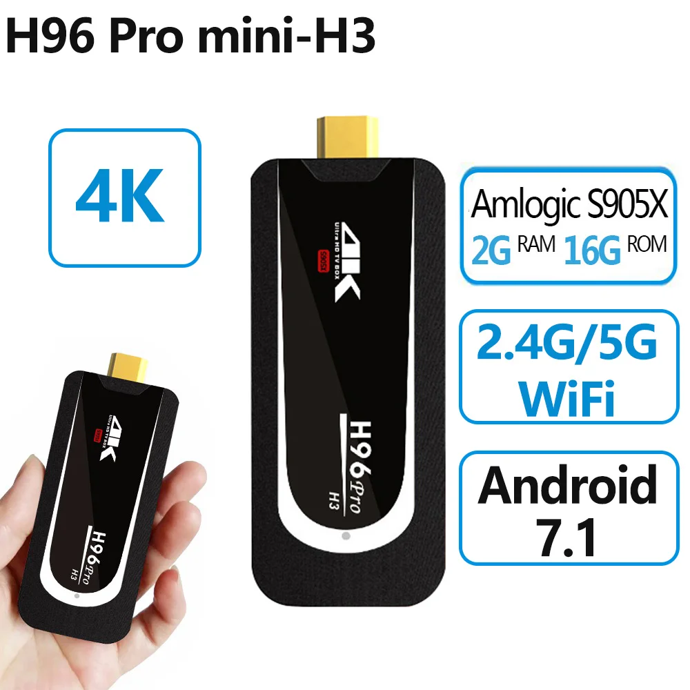 ТВ приставка H96 Pro mini H3 с четырехъядерным процессором Amlogic S905X ОЗУ 2 Гб ПЗУ 16