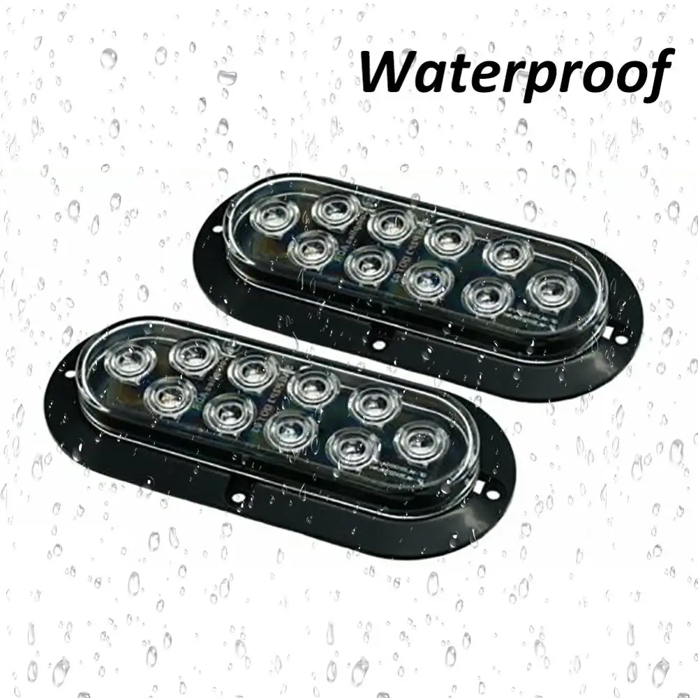 

2Pcs 6" 10 LED Mount Brake Stop Light Oval White Reverse Light for Truck Trailer