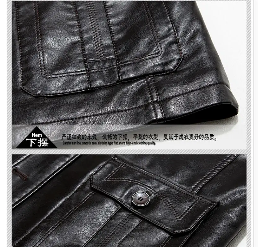 

Winter Middle-aged S-3xl Eather Jackets Men's Velvet Thick Warm Dad Leather Jacket Coat Fashion Plus Size Clothing