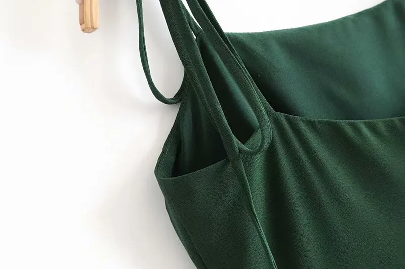 Женское свободное платье без рукавов Za зеленое однотонное Хлопковое комбинация