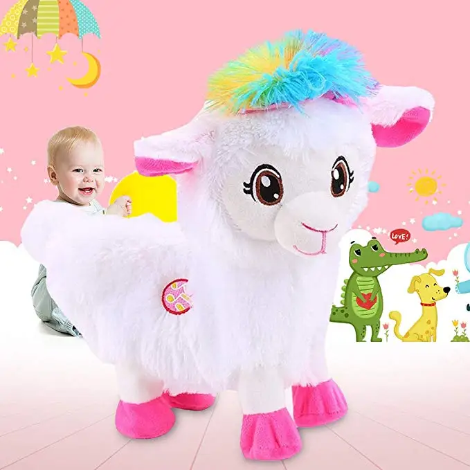 Alpaca White Электрическая ходящая игрушка, радужная плюшевая игрушечная альпака, мягкая детская игрушка с животными, лучший подарок для маленьких мальчиков и девочек - Цвет: Alpaca White