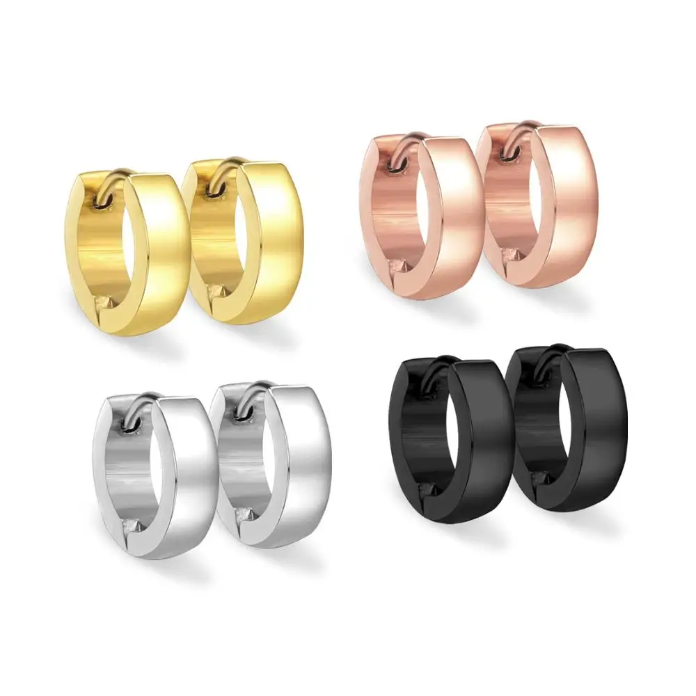 

LUXUKISSKIDS Vintage hoop earrings rose gold black steel stainless steel hoop earrings set 2020 for women men Girl pendientes