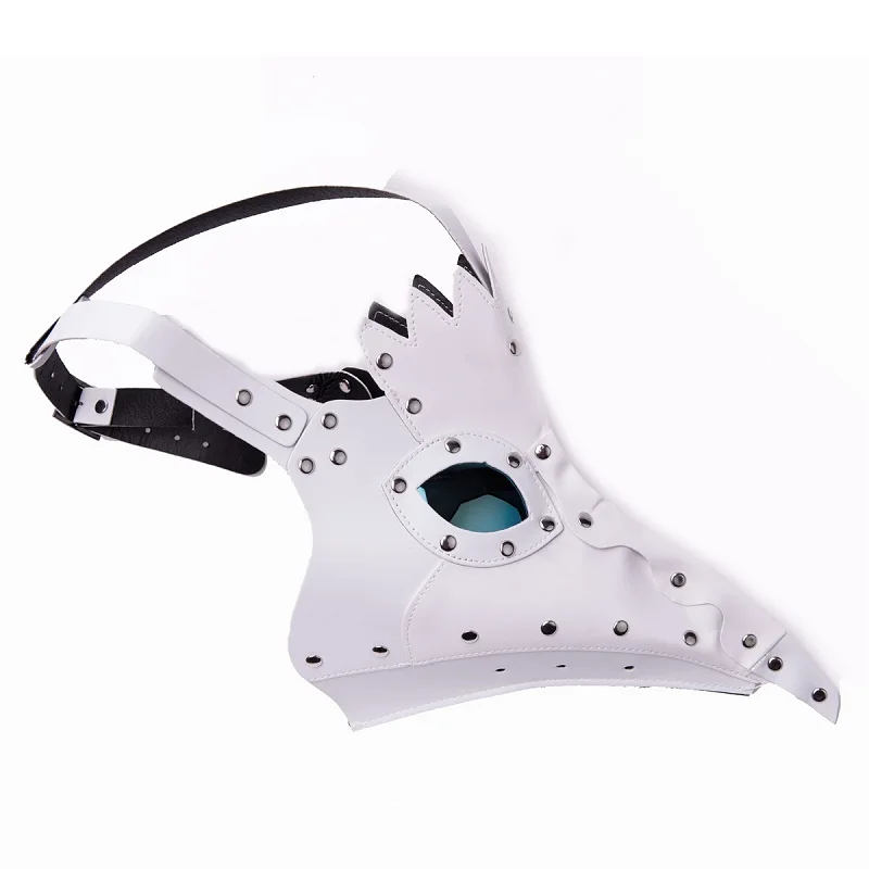 white New plague doctor mask Beak Doctor Mask Long Nose Cosplay Fancy Mask Gothic Retro Rock Leather Halloween beak Mask - Цвет: white