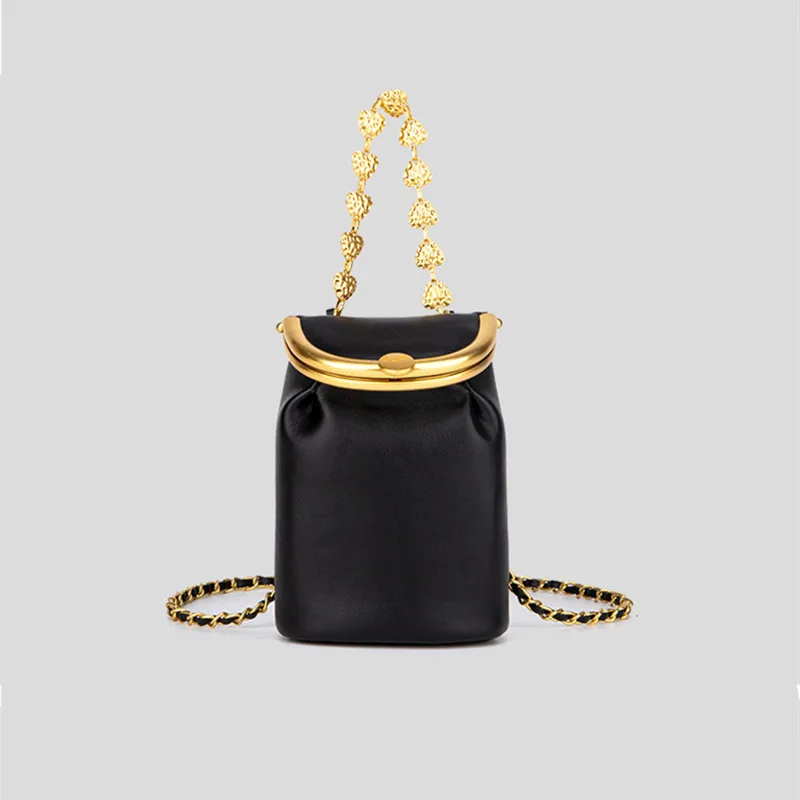 

Новинка 2021, модная подходящая ко всему кожаная сумка-мешок на цепочке, сумка на плечо с диагональным зажимом, женские кошельки и сумки, Роско...