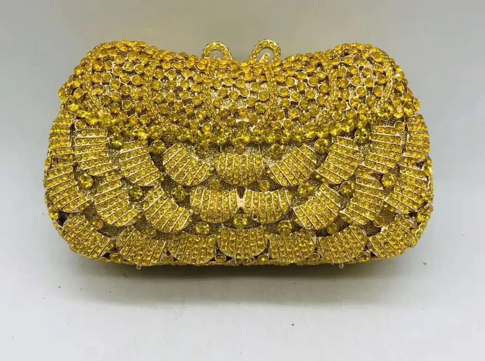 

lady yellow Rhinestone Clutches Chain Gemstone Handbags Women Party Bags Designer Women Evening Crystal Mini Prom Shoulder Purse