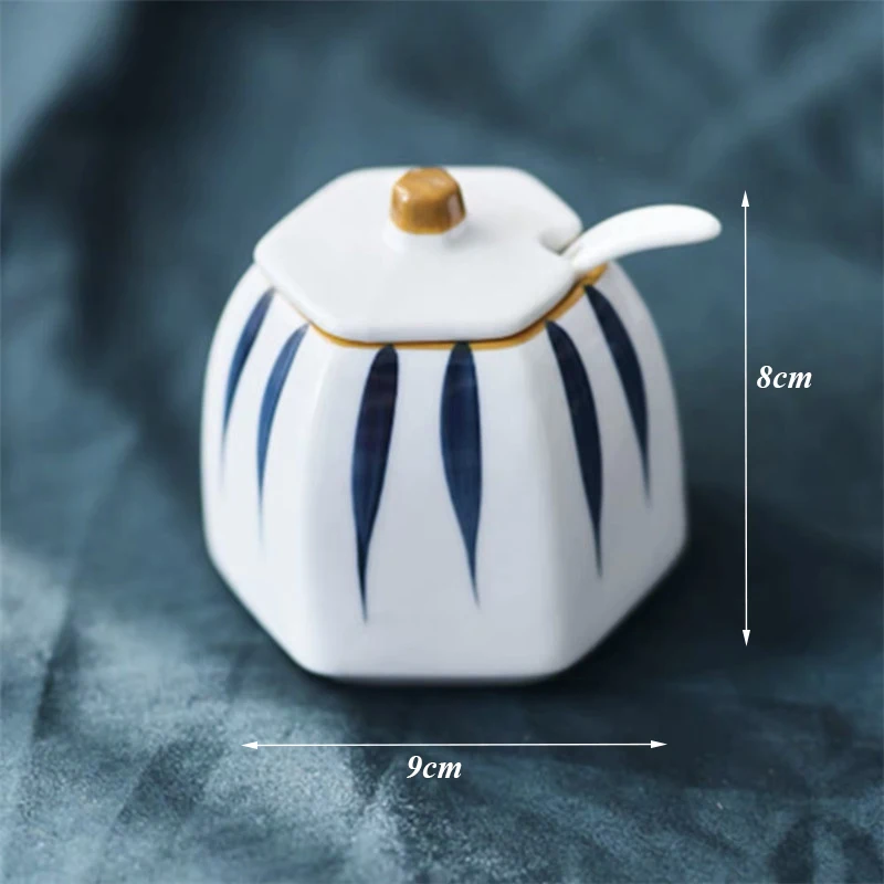 

Japanese Style Ceramic Spice Jar Household Salt And Pepper Shakers Sugar Bowl Salt Pepper Shaker Kitchen Seasoning Box With Lid