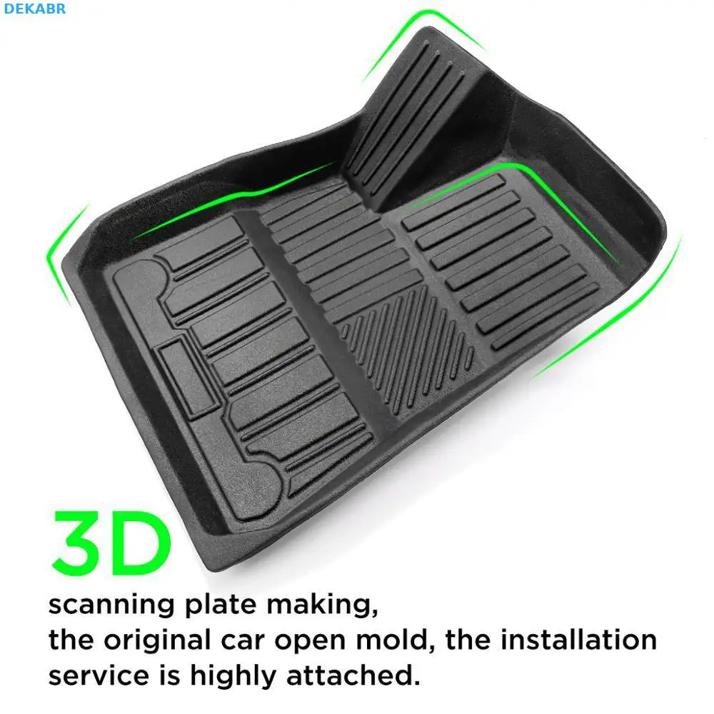 

DEKABR TPE Custom Fit All-Weather Floor Mats for Tesla Model 3 2017 2018 2019 All-Weather Waterproof and Wearable