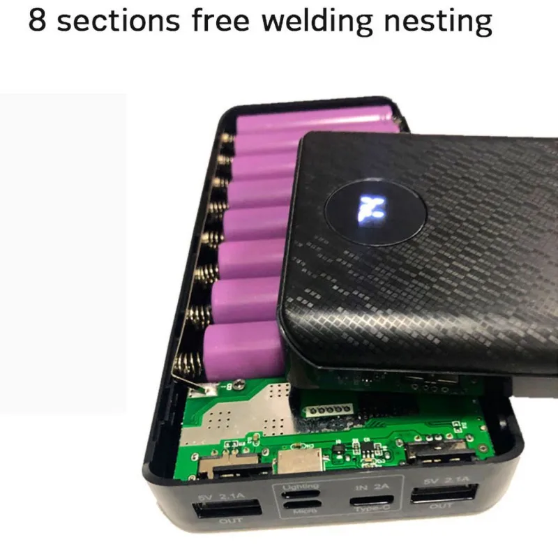 Корпус внешнего аккумулятора QC3.0 для быстрой зарядки корпус 8x18650 Чехол DIY внешний