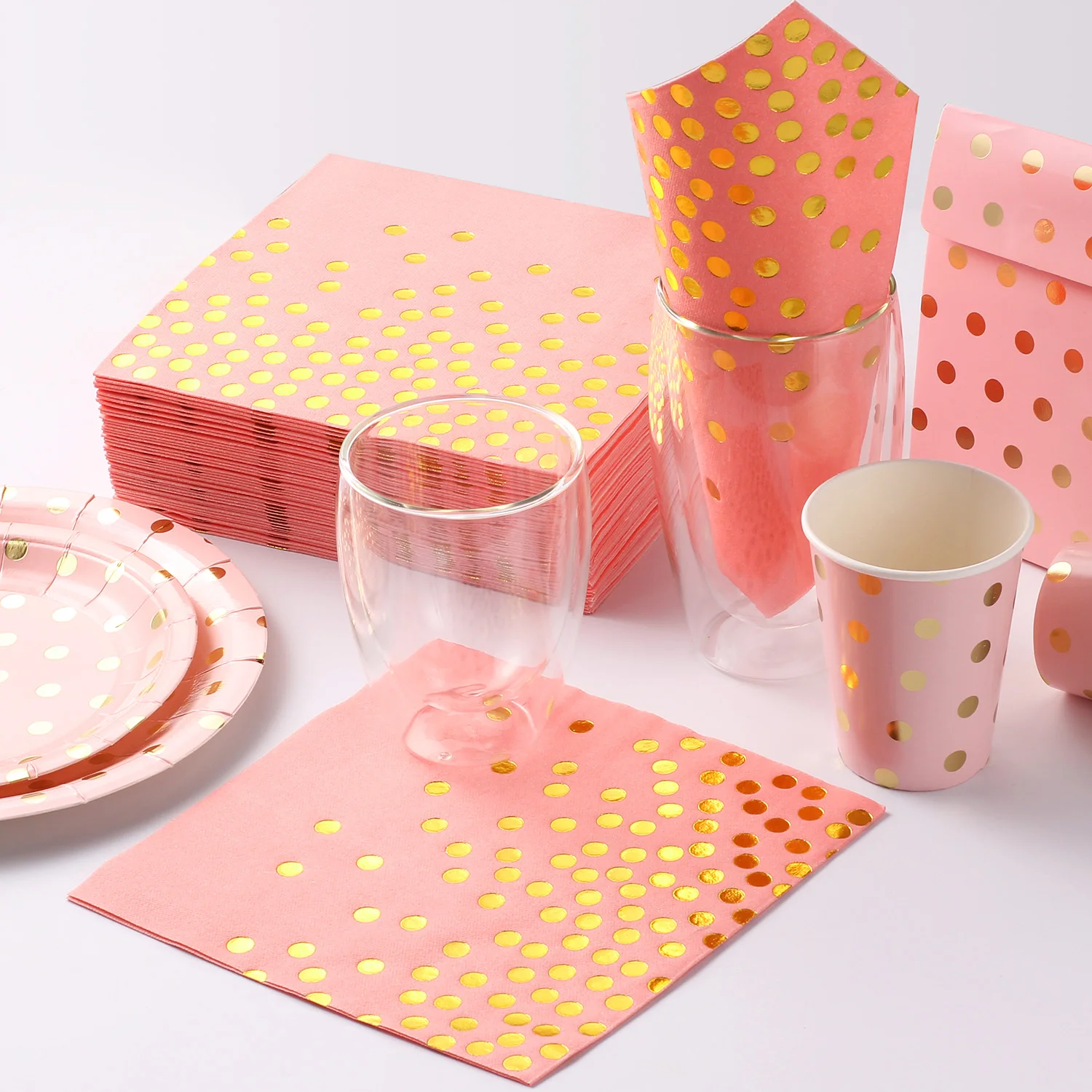 50 шт розовые с золотыми бумажными салфетками Роскошные Одноразовые Салфетки Для