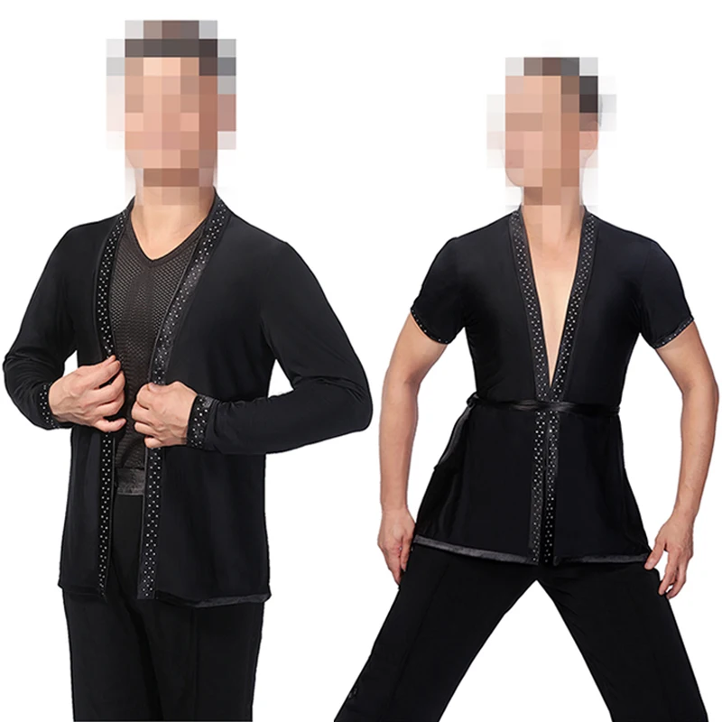 Стразы танцевальные топы для мужчин одежда латиноамериканских танцев Мужская