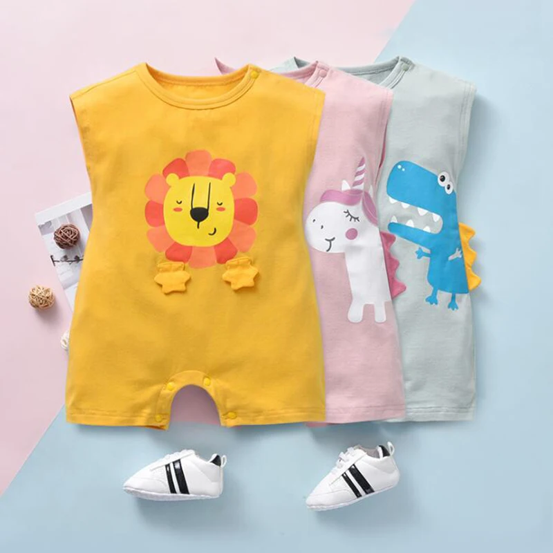 2021 летняя одежда для маленьких девочек с животными комбинезоны без рукавов