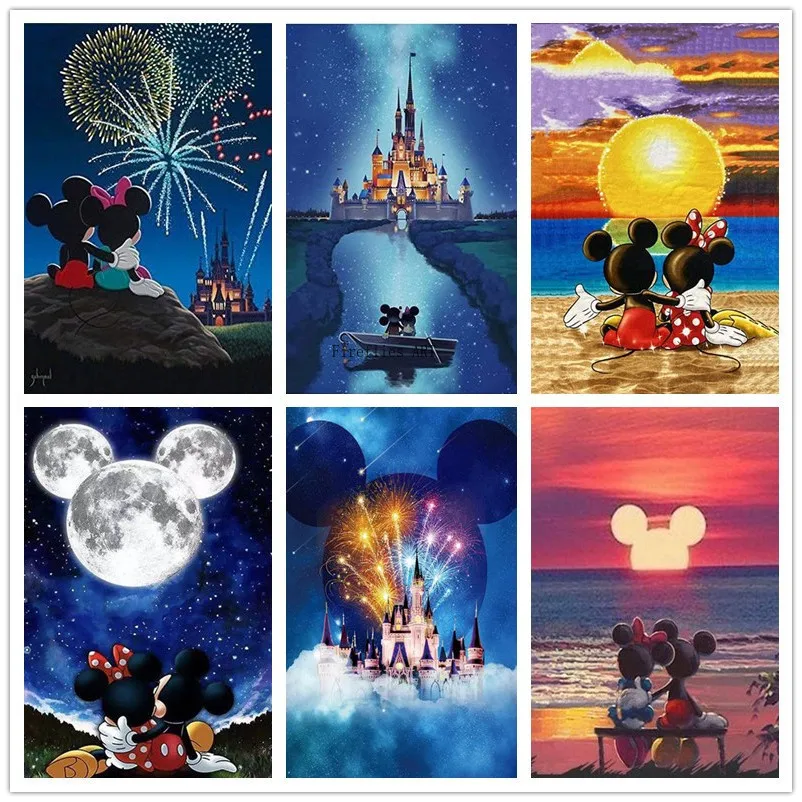 Disney полная квадратная алмазная живопись Микки Мышь замок 5D рукоделие Алмазная