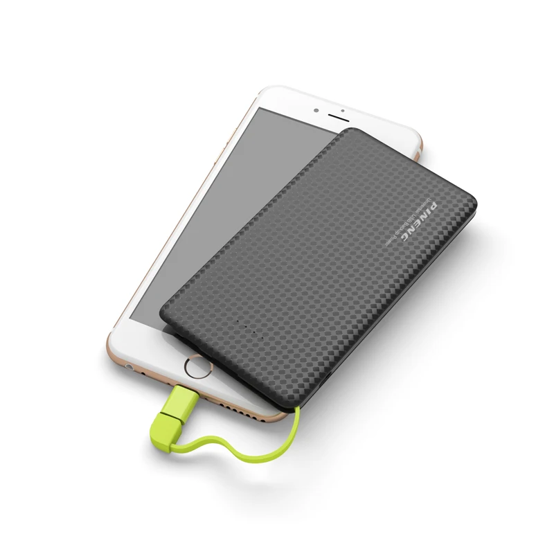 PINENG PN-952 10000mAh power Bank встроенный зарядный кабель Внешний аккумулятор вибрирующий переключатель USB питания