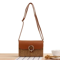 new arrival summer vacation shoulder bags for girls casual leather handbags for woman straw woven crossbody bags