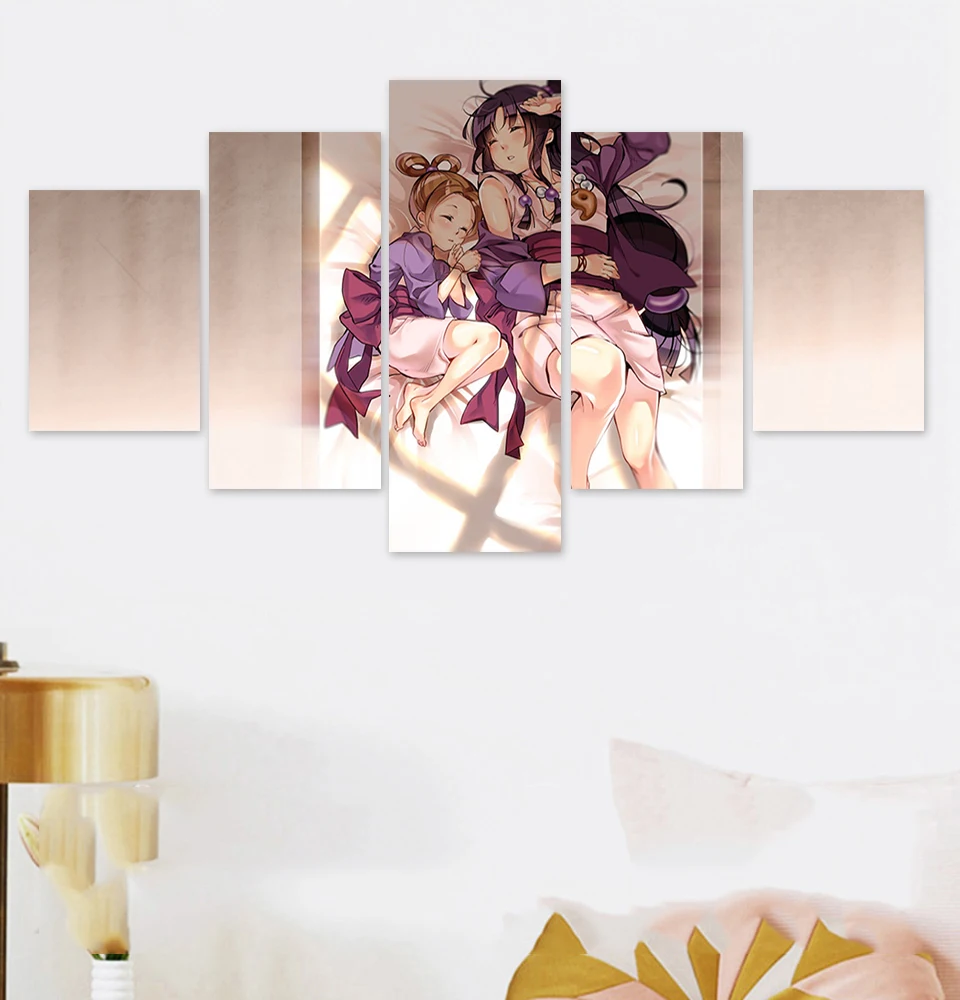 

Modular Printed 5 Set Girls Posters Characters Animation Home Decoration Canvas Painting Framework Artwork For Bedroom